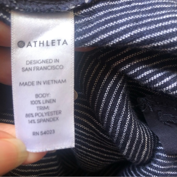 ❤️Athleta Bali Linen Pants Striped Drawstring Blue Pockets Size 2 - Picture 6 of 6